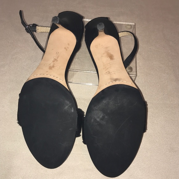 Coach Shoes 8.5 Black Satin Open Toe 3” High Heels Formal Semi Dressy Beaded - Picture 6 of 8